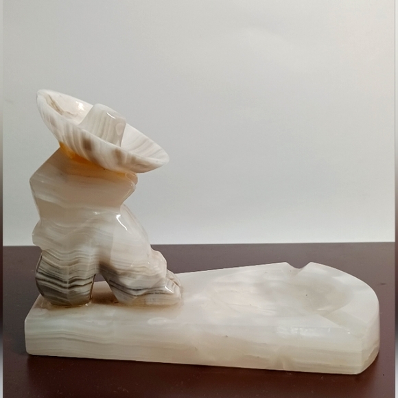 Other - VTG Carved Stone MARBLE Ashtray Figure Siesta Sombrero